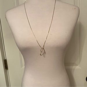 IBB NECKLACE BOX CHAIN 30” ITALY STERLING SILVER WITH FLOATING HEART PENDANT 925